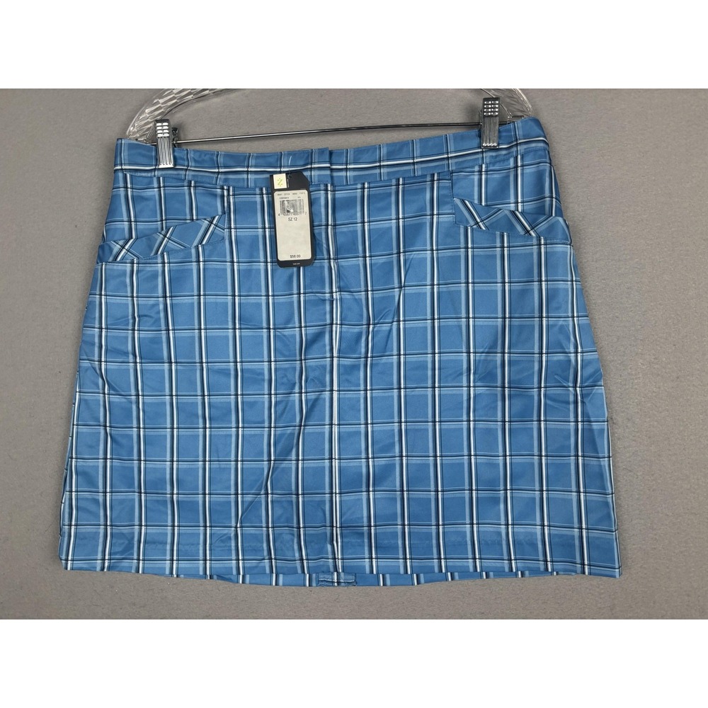 IZOD Golf Skort Womens 12 Blue Plaid PerformX Stretch Lined Built In Shorts NWT